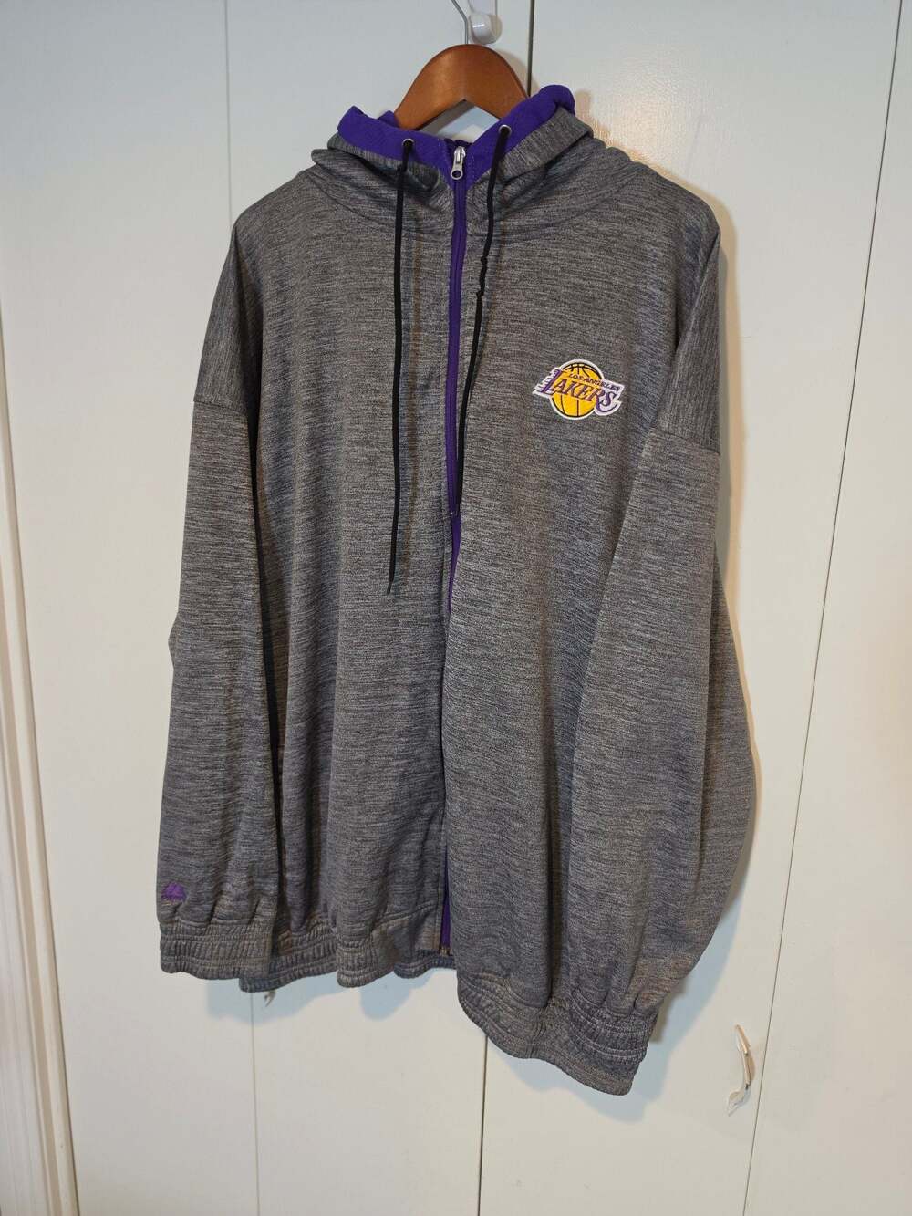 Majestic NBA Los Angeles Lakers Heather Gray Full-Zip Hoodie Sweatshirt